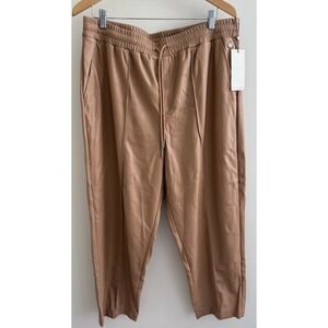 Calia Journey Pants M Tan Vegan Leather High Rise Straight Leg Pull On XL